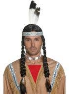 Image of Native American Men's Long Black Plaited Wig 