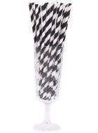 Image of Midnight Black and White Stripe 50 Pack Paper Straws