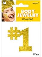 Image of Number 1 Yellow Glitter Body Sticker