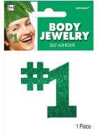 Image of Number 1 Green Glitter Body Sticker
