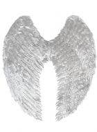 Silver Metallic Angel Wings with Mock Feathers