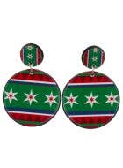 Image of Christmas Red and Green Nordic Print Earrings