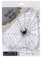 Stretchable White Spider Web with Black Plastic Spider Halloween Decoration