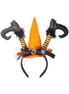 Image of Mini Orange Witch Hat with Feet Halloween Headband