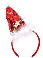 Image of Mini Red and Gold Sequin Christmas Hat on Headband