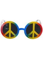Image of Rainbow 1970's Hippie Peace Sign Costume Glasses