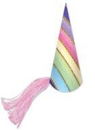 Image of Rainbow Unicorn Horn 6 Pack Paper Party Hats