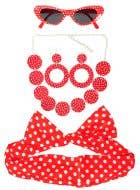 Image of 1950's Red Polka Dot 5 Piece Accessory Set