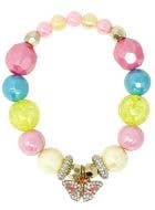 Image of Pastel Beaded Costume Bracelet with Rhinestone Butterfly Charm