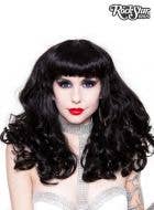 Women's Curly Black Fashion Wig with Bangs Front Image