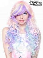 Women's Deluxe Long Curly Pastel Rainbow Heat Resistant Costume Wig with Fringe Main Image