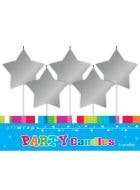 Image of Silver Stars 5 Pack Birthday Cake Candles