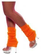 Women's Knitted Neon Orange Flash dance 80's Retro Leg Warmers Costume Accessory Main Image