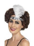 Smiffys Silver Feather and Sequined 1920-s Flapper Headband-Main Image