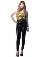 Image of Stretchy Gold Sequin 70's Boob Tube Women's Costume Top - Full View