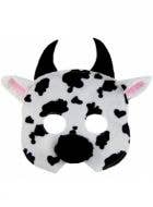 Black and White Plush Cow Farm Animal Costume Accessory Mask