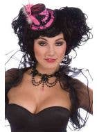 Beaded Burlesque Costume Necklace in Black and Pink