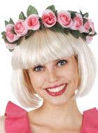 Pink Rose Flower Crown Costume Headband