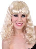 Women's Mid Length Curly Blonde Costume Wig with Fringe Main Image 