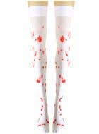 Image Of Blood Splatter Women's White Thigh High Halloween Stockings