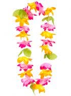 Hawaiian Pink and Orange Lei with Green Leaves