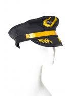 Black Airline Pilot Captain Hat with Gold Band Main Image
