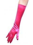 Women's Hot Pink Satin Elbow Length Costume Gloves