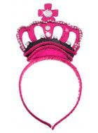 Glittery Hot Pink Jewelled Princess Crown Headband Main Image