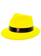 Neon Yellow Lightweight Plastic Fedora Costume Hat