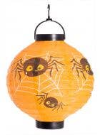 Light Up Spiderweb Orange Halloween Paper Lantern  - Main Image