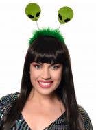 Green Glitter Alien Heads on Head Bopper Headband