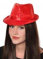 Adult's Red Sequin Fedora Hat Costume Accessory