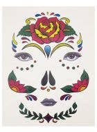 Red Roses Day of the Dead Sugar Skull Temporary Face Tattoos - Main Image