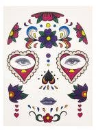 Multicoloured Day of the Dead Sugar Skull Temporary Face Tattoos - Main Image