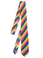 Striped Rainbow Colours Satin Neck Tie Costume Accessory
