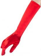 Long Elbow Length Red Satin Costume Gloves