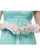 Image of Short White Lace Regency Costume Gloves with Ruffles