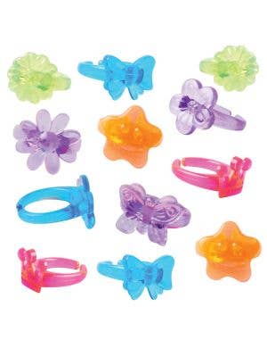 Image of Bright Colour Plastic Rings 12 Pack Party Favours
