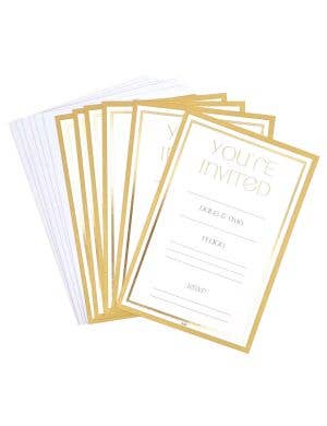 Image of Gold and White 6 Pack Party Invitations