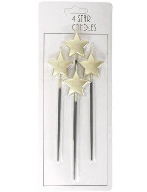 Image of Gold 14cm Star Shaped Pack of 4 Candles