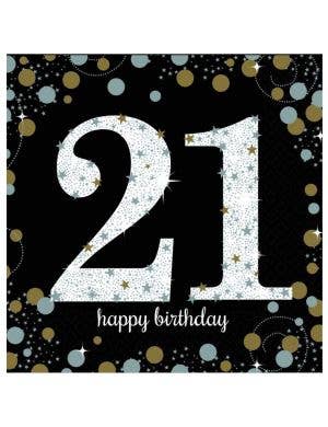 Image of 21st Birthday Black and Gold 16 Pack Lunch Napkins