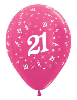 Image of 21st Birthday Metallic Fuchsia 25 Pack Party Balloons