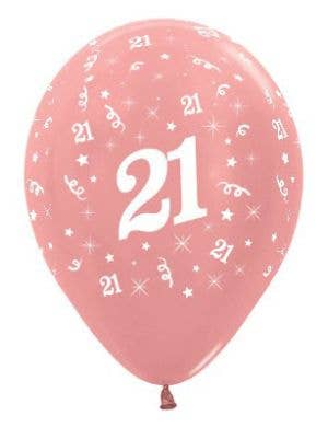 Image of 21st Birthday Metallic Rose Gold 25 Pack Party Balloons