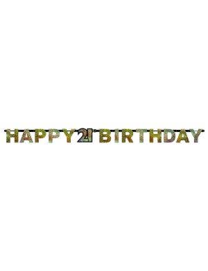 Image of 21st Birthday Sparkling Gold Banner Party Decoration