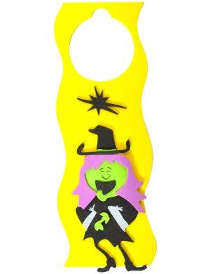 Image of Happy Witch Child Friendly Yellow Halloween Door Sign