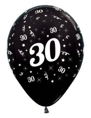 Image of 30th Birthday Metallic Black 25 Pack Party Balloons