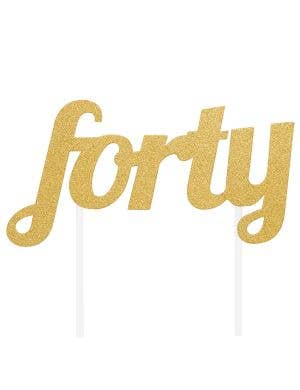 Image of 40th Birthday Gold Glitter Forty Cake Topper