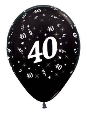 Image of 40th Birthday Metallic Black 25 Pack Party Balloons