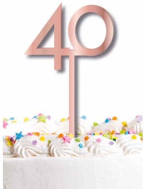 Image of 40th Birthday Rose Gold Cake Topper Pick