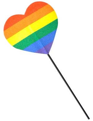 Image of 43cm Rainbow Glitter Heart on Stick Accessory